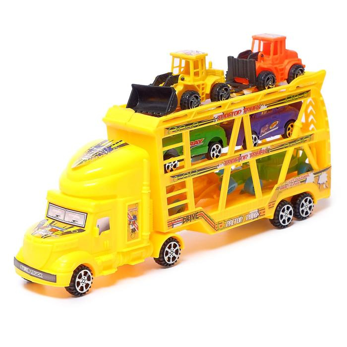 Грузовик инерционный «Автовоз» 3-х уровневый, с 6 машинами, цвета МИКС Грузовик инерционный «Автовоз» 3-х уровневый, с 6 машинами, цвета МИКС