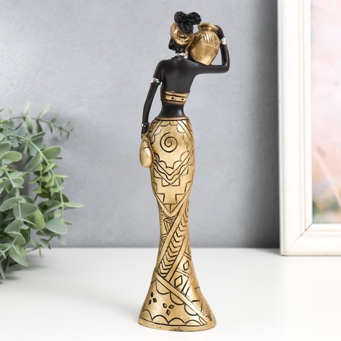 Сувенир полистоун "Африканка с кувшином в золотом наряде" МИКС 6,5х5х24,5 см