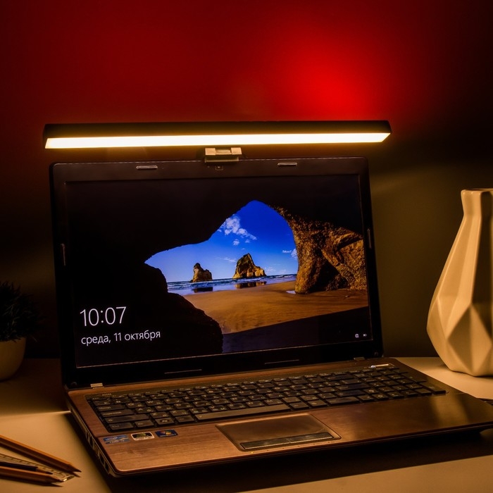 Светильник для экрана Светильник для экрана "Люмис" LED 5Вт 3000К-6000К RGB 201Лм Ra85 USB черный 10,4х6,5х40см