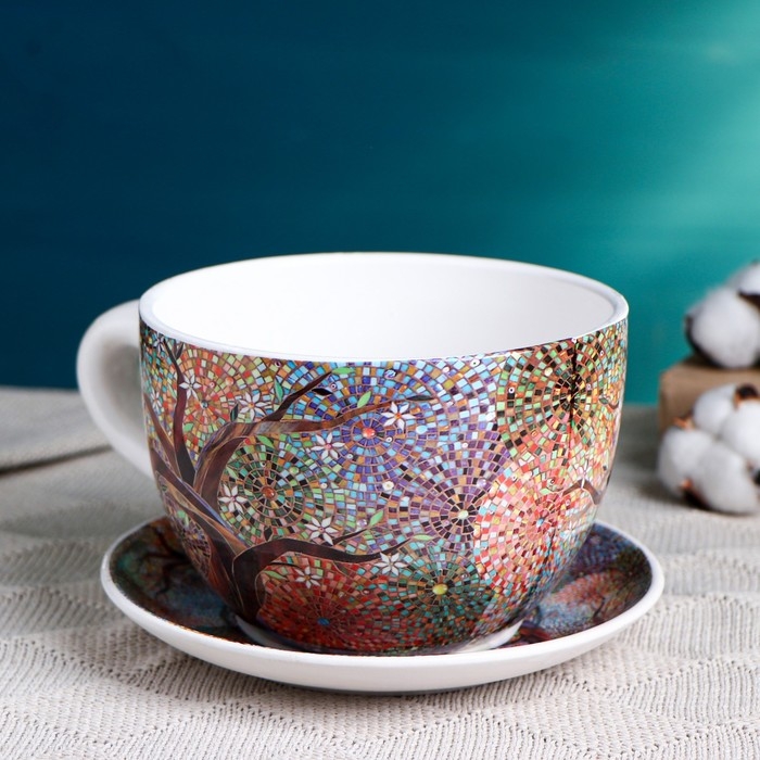 Горшок в форме чашки Горшок в форме чашки "Эмма" мозаика, 19х15х10см