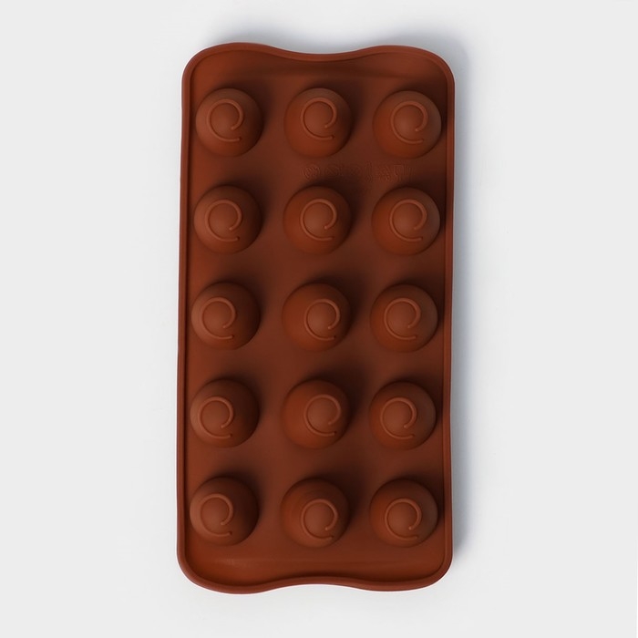 Форма для конфет и шоколада Доляна «Рондо», силикон, 21×10,5×3 см, 15 ячеек, цвет коричневый Форма для конфет и шоколада Доляна «Рондо», силикон, 21×10,5×3 см, 15 ячеек, цвет коричневый