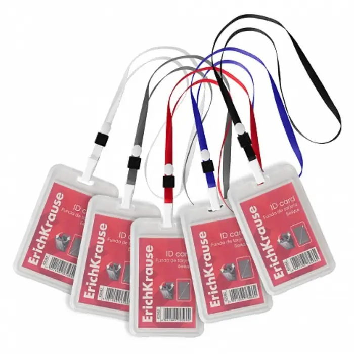 Бейдж вертикальный 54 х 85 мм, ErichKrause книжка, прозрачный корпус, текстильная лента, цвет микс Бейдж вертикальный 54 х 85 мм, ErichKrause книжка, прозрачный корпус, текстильная лента, цвет микс