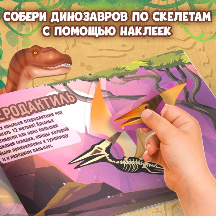 Книга с наклейками «Динозавры. Чей это скелет?» Книга с наклейками «Динозавры. Чей это скелет?»