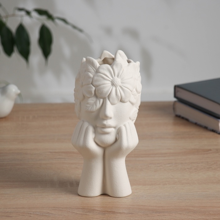 Ваза керамика настольная Ваза керамика настольная "Сладкие грёзы" 19х8 см, белый