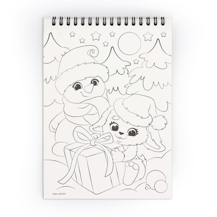 Блокнот гравюра - раскраска на новый год «Исполнения желаний» Зайцы и Дед Мороз, 10 листов, штихель Блокнот гравюра - раскраска на новый год «Исполнения желаний» Зайцы и Дед Мороз, 10 листов, штихель