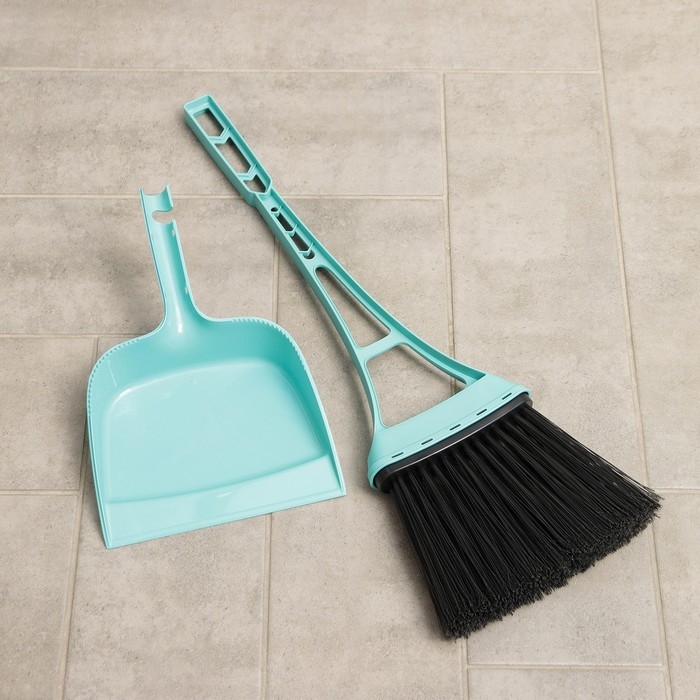 Веник для пола с совком «Практик», цвет бирюзовый Веник для пола с совком «Практик», цвет бирюзовый