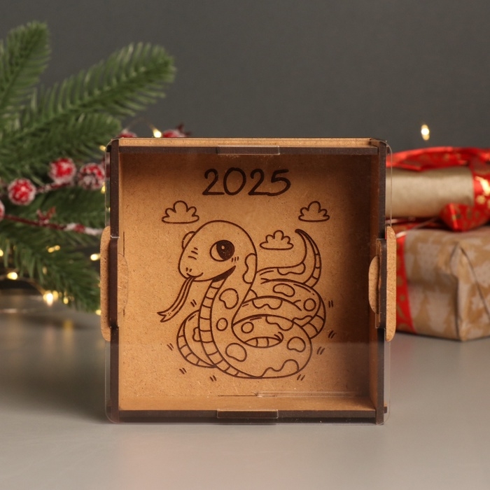 Новогодняя копилка с акрилом  Новогодняя копилка с акрилом "Змея. Милашка" 12х12х4 см