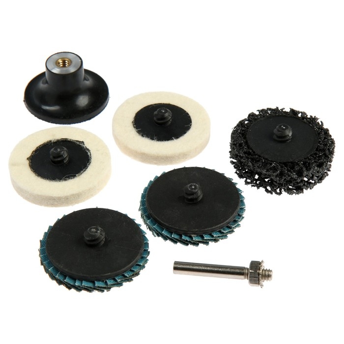 Набор кругов ТУНДРА, коралловый, 2 войлочных, 2 лепестковых, 50 мм, с адаптером, 6 шт. Набор кругов ТУНДРА, коралловый, 2 войлочных, 2 лепестковых, 50 мм, с адаптером, 6 шт.