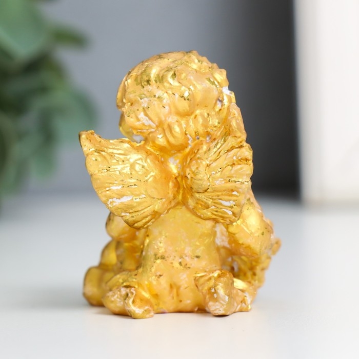 Сувенир полистоун  Сувенир полистоун "Ангел с сердцем" золото МИКС 4,5х4,5х5,7 см