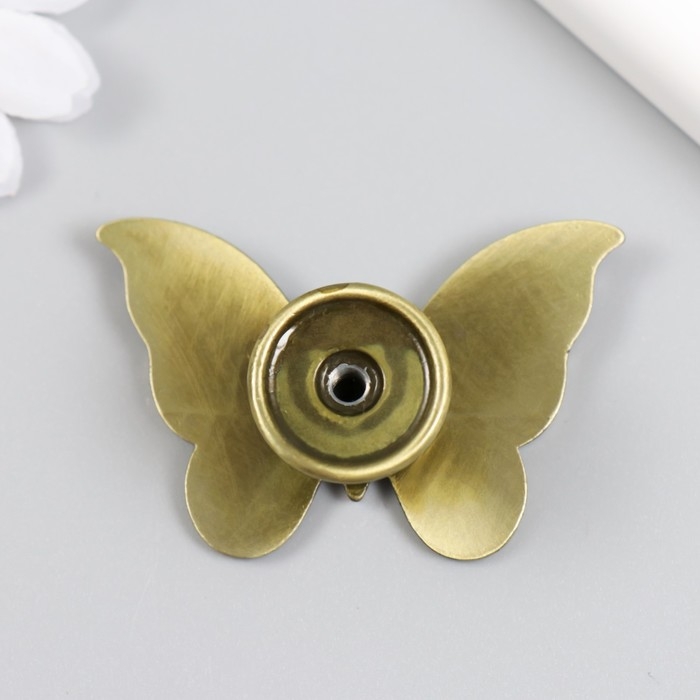 Ручка для шкатулки металл Ручка для шкатулки металл "Бабочка" стразы, бронза 3,6х5,5х2,2 см