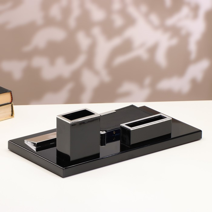 Набор настольный канцелярский 4в1 с визитницей, микс