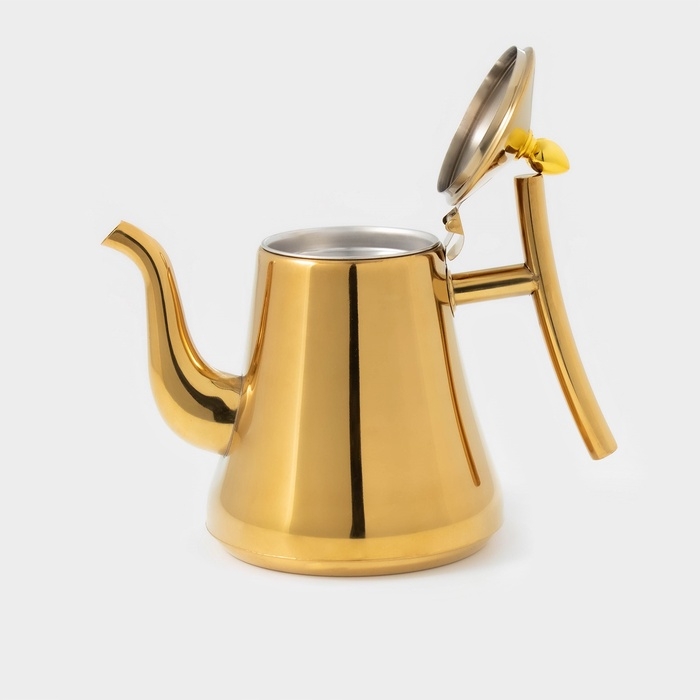 Чайник из нержавеющей стали с ситом «Кеннет», 1,43 л, цвет золотой Чайник из нержавеющей стали с ситом «Кеннет», 1,43 л, цвет золотой