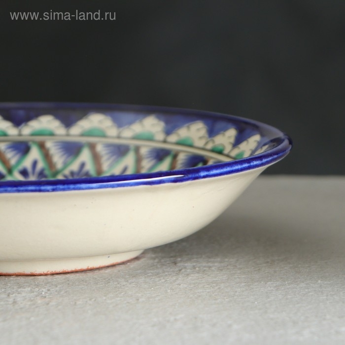 Тарелка Риштанская Керамика Тарелка Риштанская Керамика "Узоры", синяя, глубокая, микс, 20 см