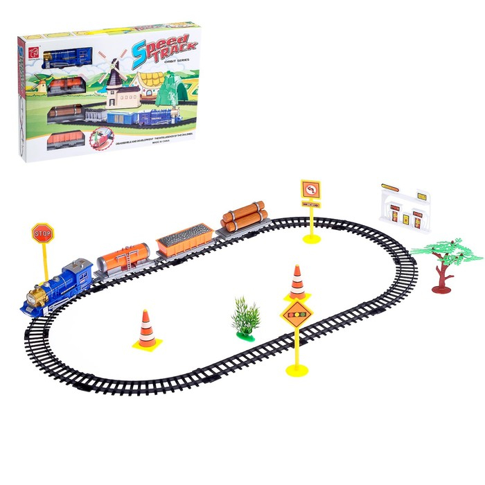 Железная дорога &laquo;Паровоз&raquo;, работает от батареек, МИКС