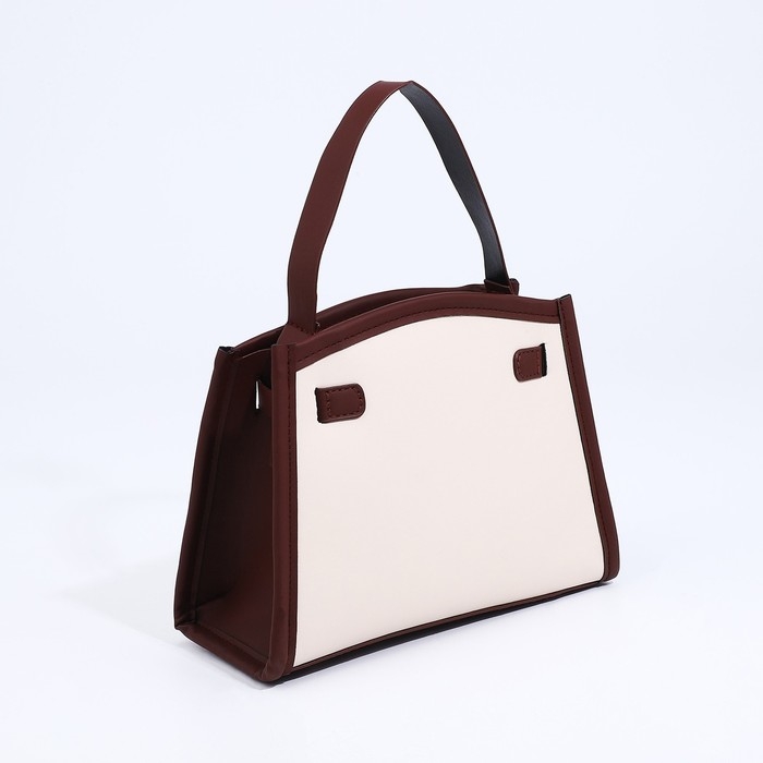 Сумка кросс-боди на молнии, цвет белый/коричневый Сумка кросс-боди на молнии, цвет белый/коричневый