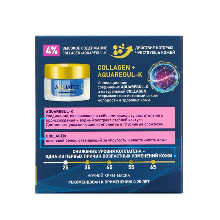 Ночной крем-маска для лица &laquo;AQUATEL&raquo; Активное восстановление, 50 мл
