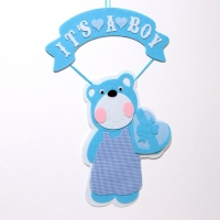 Декоративное украшение (подвеска) "Мишка IT'S A BOY" 30,5х30,5х49 см, голубой