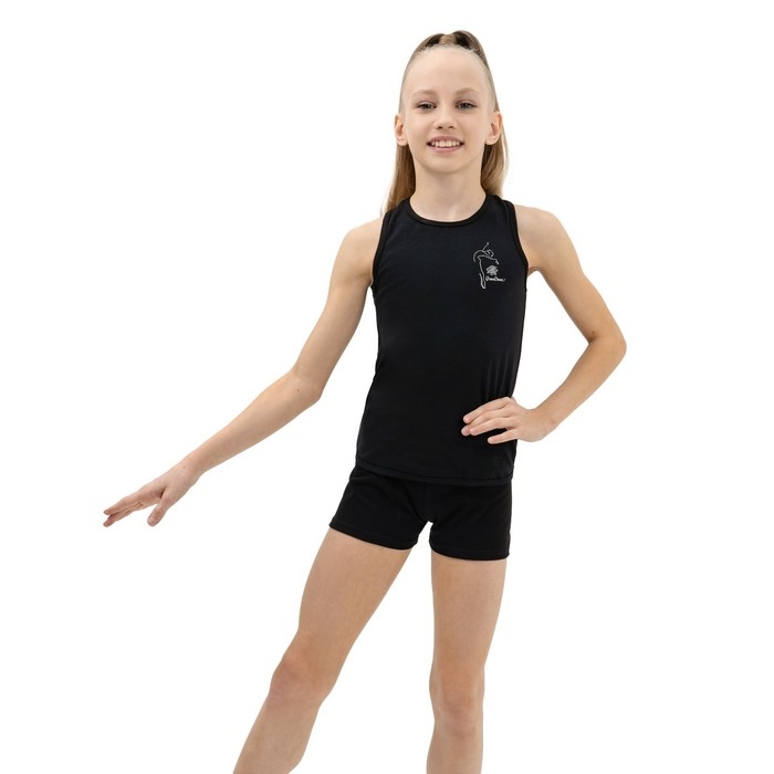 Майка-борцовка для гимнастики и танцев Grace Dance, р. 38, цвет чёрный Майка-борцовка для гимнастики и танцев Grace Dance, р. 38, цвет чёрный