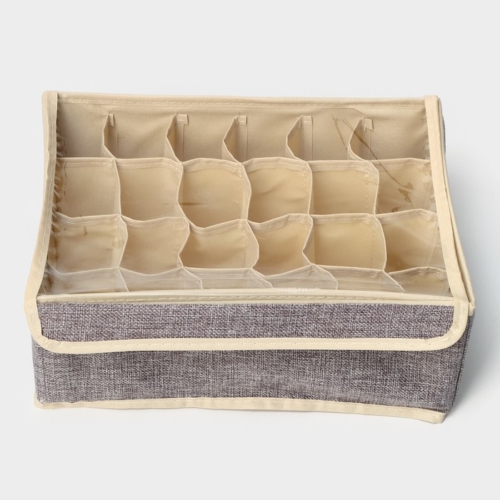 Органайзер для хранения белья с прозрачной крышкой Доляна «Тео», 24 ячеек, 32×23×12 см, цвет серый Органайзер для хранения белья с прозрачной крышкой Доляна «Тео», 24 ячеек, 32×23×12 см, цвет серый