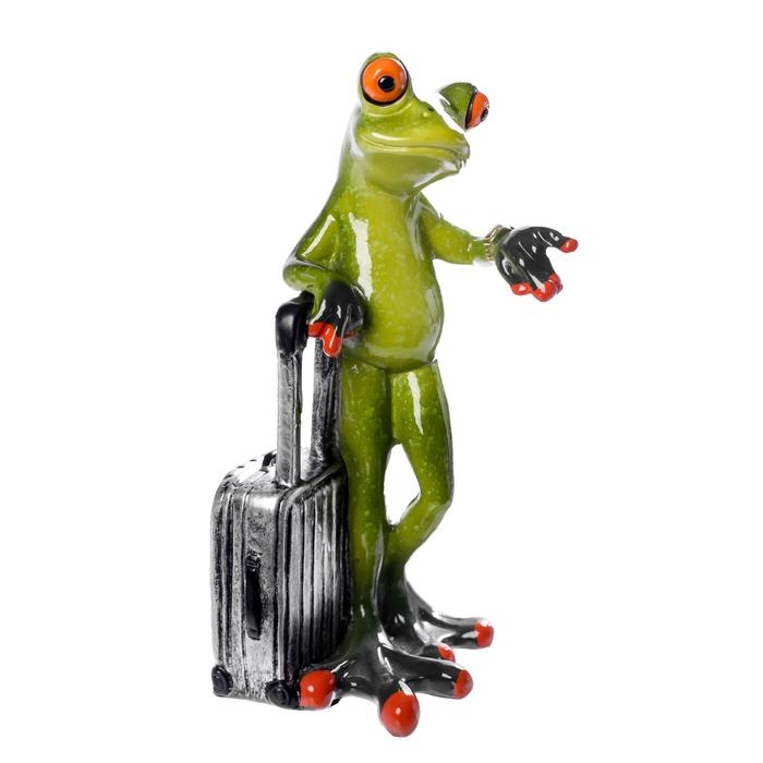Сувенир полистоун лак Сувенир полистоун лак "Лягушонок с чемоданом" 15,8х6,8х8,5 см
