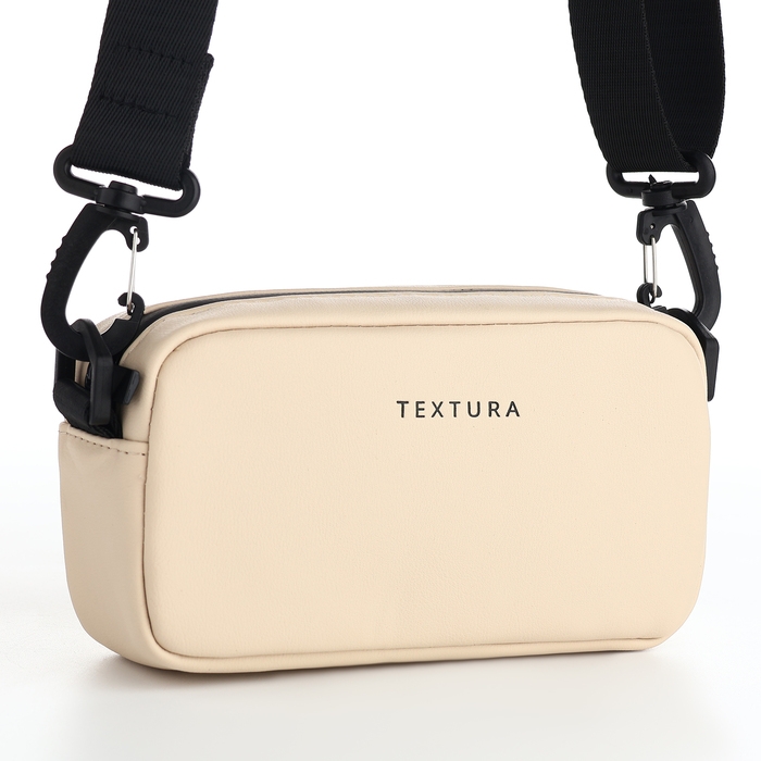 Сумка женская на молнии, TEXTURA, маленький размер, длинный ремень, цвет бежевый Сумка женская на молнии, TEXTURA, маленький размер, длинный ремень, цвет бежевый