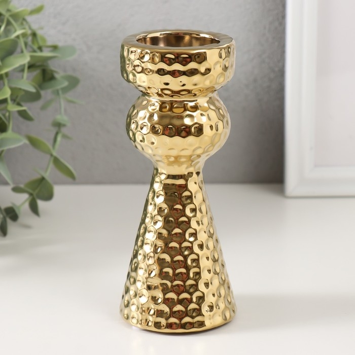 Подсвечник керамика на 1 свечу Подсвечник керамика на 1 свечу "Терра" d=3,5 см золото 6х6х14,7 см