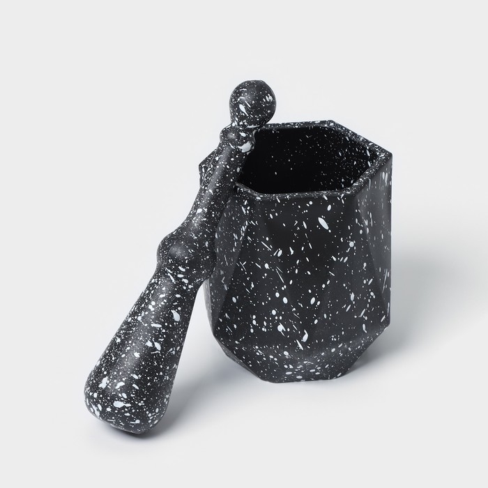 Ступка с пестиком «Грани», 10×18 см, цвет чёрный Ступка с пестиком «Грани», 10×18 см, цвет чёрный