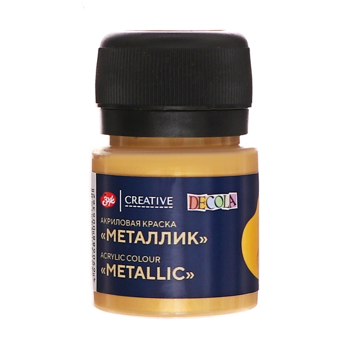 Краска акриловая Metallic 20 мл, ЗХК Decola, Золото инков, 4926969 Краска акриловая Metallic 20 мл, ЗХК Decola, Золото инков, 4926969