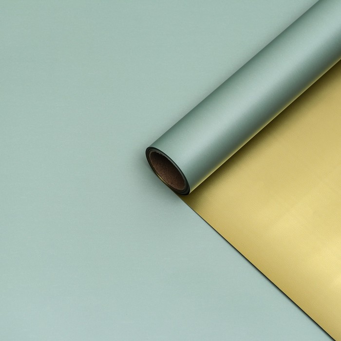 Пленка для цветов  Пленка для цветов "Пленка с золотом", цвет серо-зелёный, 58 см х 5 м