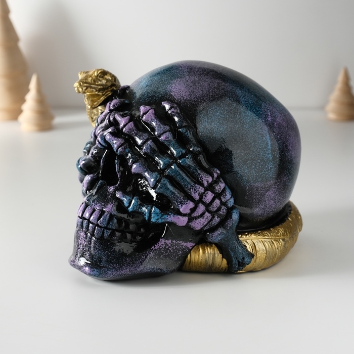 Сувенир полистоун  Сувенир полистоун "Змея на черепе" 15х12,5х12 см