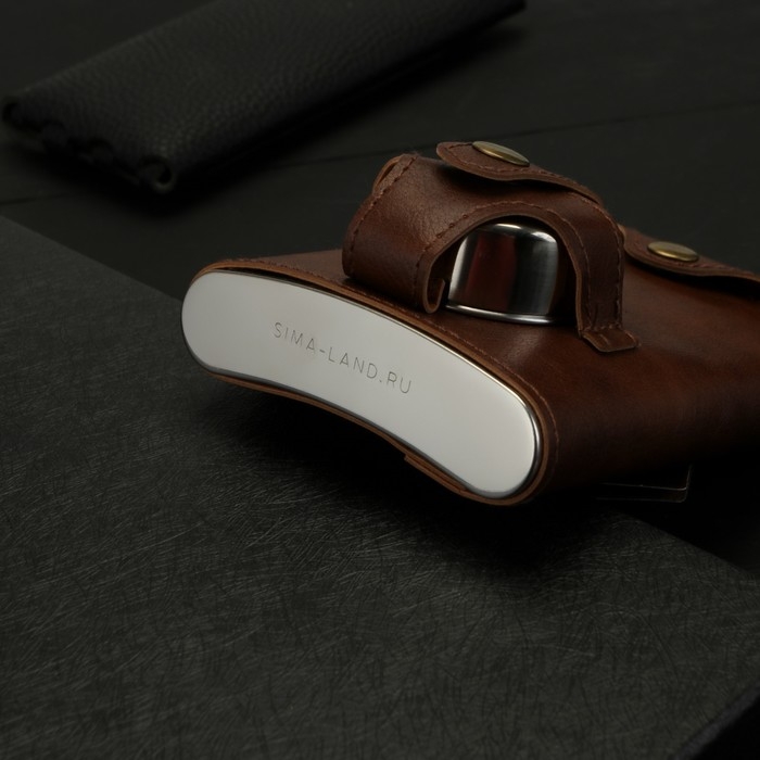 Фляжка со складной стопкой в чехле «На верном пути», 240 мл / 75 мл Фляжка со складной стопкой в чехле «На верном пути», 240 мл / 75 мл