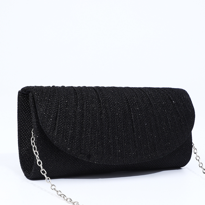 Сумка-клатч на магните, длинная цепь, цвет чёрный