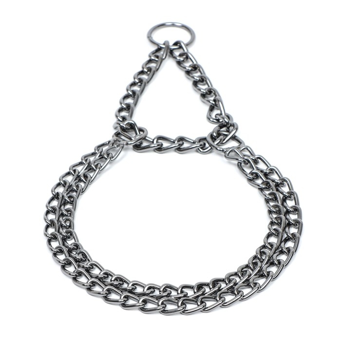 Ошейник - полуудавка металлический двухрядный, 40 см, толщина проволоки 2 мм, черный Ошейник - полуудавка металлический двухрядный, 40 см, толщина проволоки 2 мм, черный