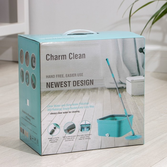 Швабра с отжимом и ведро, насадка из микрофибры, компакт Швабра с отжимом и ведро, насадка из микрофибры, компакт