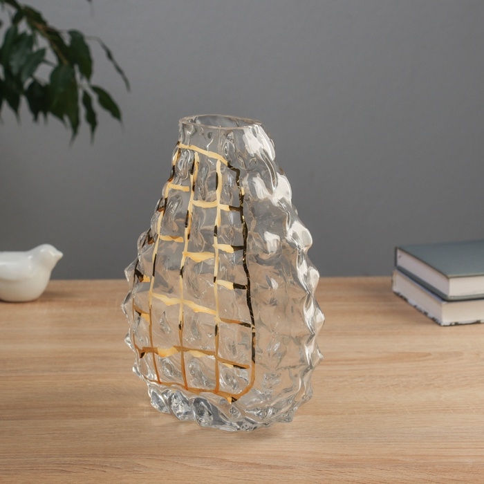 Ваза стекло настольная "Шерил галант" сетка, d-6х5см, h-22,5х19 см, прозрачный