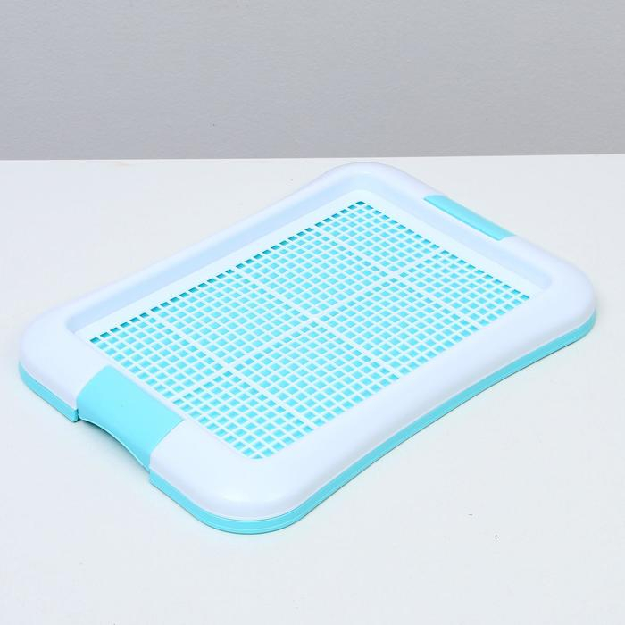 Туалет для собак с сеткой и столбиком, 45 х 35 х 4,5 см, голубой Туалет для собак с сеткой и столбиком, 45 х 35 х 4,5 см, голубой