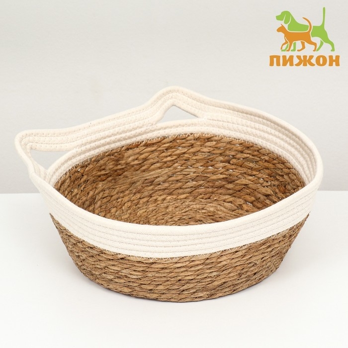 Экологичный лежак  для животных  (хлопок+рогоз),  35 х 27 х 13 см, вес до 8 кг, белая Экологичный лежак  для животных  (хлопок+рогоз),  35 х 27 х 13 см, вес до 8 кг, белая