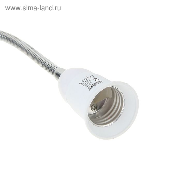 Переходник Ecola, вилка-патрон, E27, 300 х 40 мм, c выключателем, гибкий, белый Переходник Ecola, вилка-патрон, E27, 300 х 40 мм, c выключателем, гибкий, белый