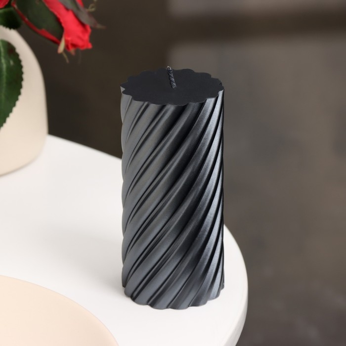 Свеча-цилиндр Свеча-цилиндр "Спираль", 5х10 см, мокрый асфальт, 6 ч