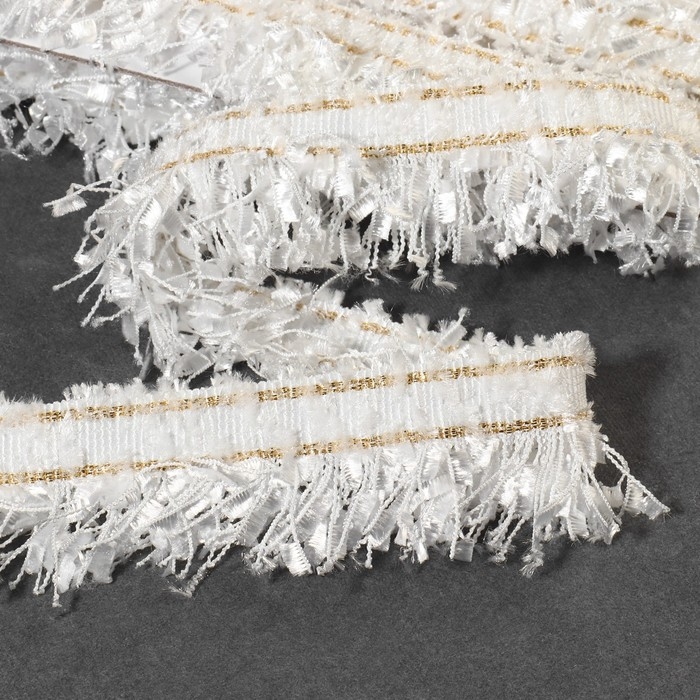 Тесьма декоративная «Твидовая», односторонняя, 35 мм, 5 ± 0,5 м, цвет белый Тесьма декоративная «Твидовая», односторонняя, 35 мм, 5 ± 0,5 м, цвет белый