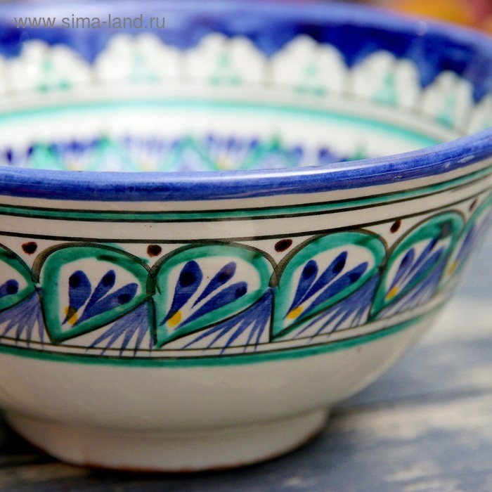 Коса Риштанская Керамика  Коса Риштанская Керамика "Узоры" 15,5 см, средняя, синий микс