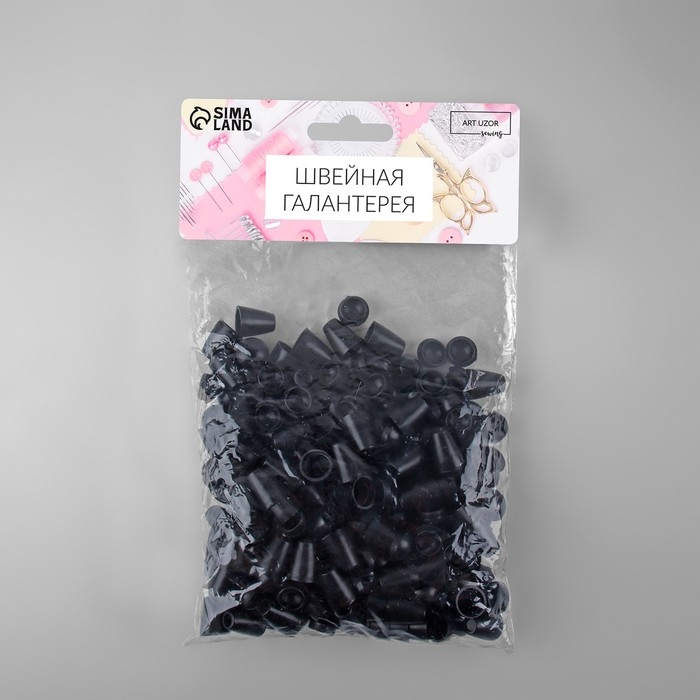 Набор наконечников для шнура d = 4 мм, 1,7 × 1,2 см, 100 шт, цвет чёрный Набор наконечников для шнура d = 4 мм, 1,7 × 1,2 см, 100 шт, цвет чёрный