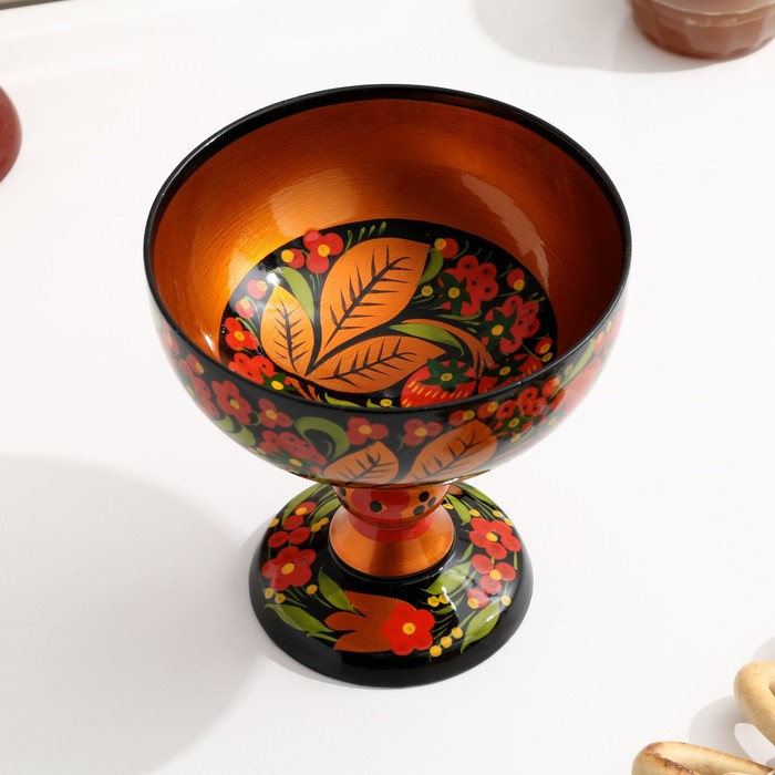 Конфетница,  14×14 см, хохлома