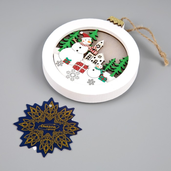 Ёлочная игрушка «Снеговики в лесу», от батареек, свечение тёплое белое Ёлочная игрушка «Снеговики в лесу», от батареек, свечение тёплое белое