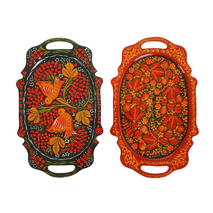 Поднос «Хохлома», средний, ручная роспись, микс Поднос «Хохлома», средний, ручная роспись, микс