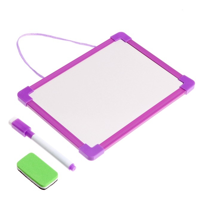 Доска для рисования двухсторонняя картонная, маркер + мел + губка, цвета МИКС Доска для рисования двухсторонняя картонная, маркер + мел + губка, цвета МИКС