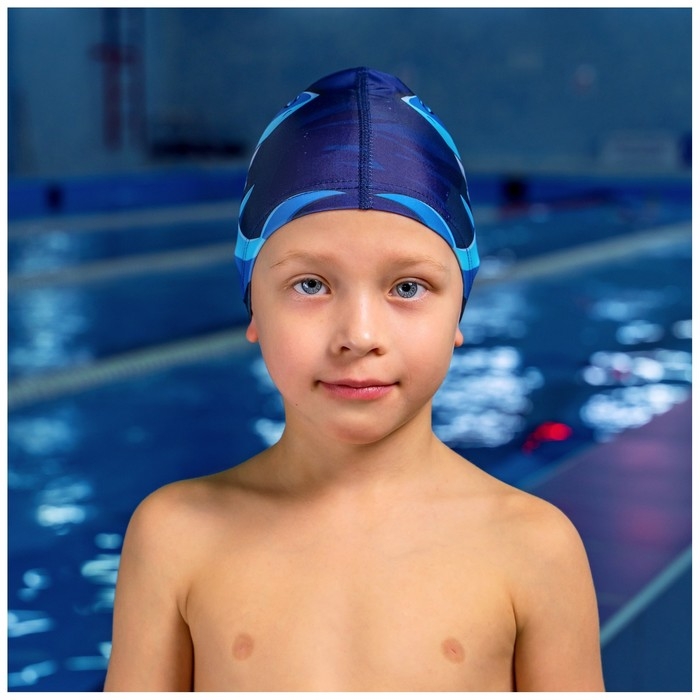 Шапочка для плавания детская «Акула», тканевая, обхват 46-52 см