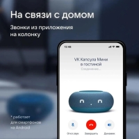 Умная колонка VK Капсула  мини (MRC02BL), голосовой помощник Маруся,5Вт,Wi-Fi, BT4.2, синяя