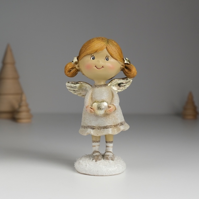 Сувенир полистоун Сувенир полистоун "Ангелочек с хвостиками, в сером платье" МИКС 6,5х4,5х12 см