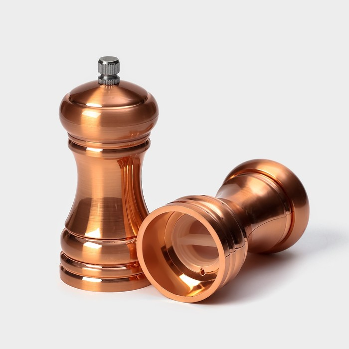 Набор мельниц для соли и перца Доляна, 10&times;5&times;10 см, 2 шт, цвет бронзовый